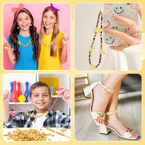 Augshy 700Pcs Gold Large Letter Beads,A-Z Mixed Big Alphabet Shape Beads for Jewelry Making Bracelets Necklaces Key Chains Shoelaces Crafts Party Decor(9 x 12 mm) - style: Gold Alphabet Style