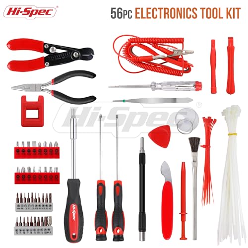 Hi-Spec 56pc Electronics Repair & Opening Tool Kit Set for Laptops, Devices, Computers, PC Building & Gaming Accessories. Precision Small Screwdrivers with Pry Tools - size: 56pcs