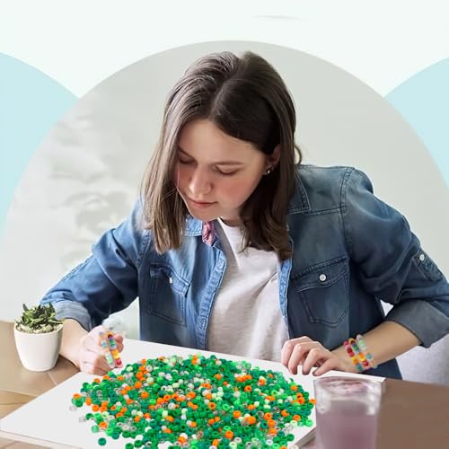 QPIXVB 1100PCS Pony Beads,St.Patrick's Day Pony Beads for Bracelets Crafts,Plastic Irish Spacer Bead,Green White Orange Hair Bead for Braids,Jewelry Necklace Keychain Charms Making Supplies - color: St. Patrick's Day - beads