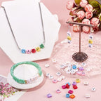 FASHEWELRY 600Pcs Acrylic Letter Beads 2 Hole Tile Bead Flat Square Alphabet Beads Multi-Strand Links Bead for Bracelet Necklace Jewelry Making