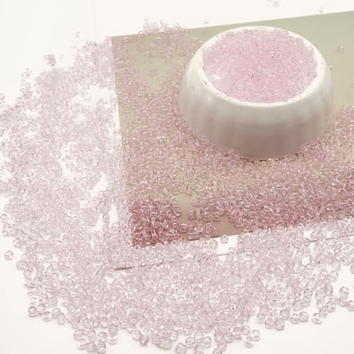 Pink Glass Seed Beads 5000 Pcs, 3mm Small Craft Pony Beads Bulk for Bracelets, DIY Necklace Ring Waist Chain - color: Pink