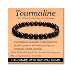 MASSIVE BEADS Handmade Yoga Stretch Elastic Bracelet Natural Stone Crystal Healing Power Energy Gifts for Unisex Adult 4mm 6mm 8mm 10mm - color: Black Tourmaline(Super Protection), size: 6mm