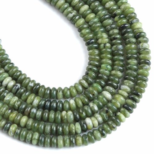 150PCS 2x4mm Natural Chinese Green Jade Rondelle Beads Abacus Disk Stone Beads Round Loose Spacer Gemstone Beads for DIY Bracelet Necklace Jewelry Making - color: Chinese Green Jade, size: 2x4mm Abacus Disk