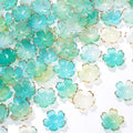 100pcs Cherry Blossom Beads, 5-Petal Gradient Acrylic Flower Beads, Mini Spacer Hair Accessories Halloween Christmas for Bracelets Earring Jewelry Making- Blue & Green - color: Blue & Green