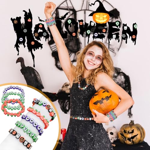 Looconi 200pcs Halloween Clay Beads for Jewelry Making DIY Crafts Bracelet