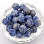 AD Beads Natural Matte Frosted Gemstone Round Spacer Loose Beads 4mm 6mm 8mm 10mm 12mm (8mm, Matte Blue Spot Jasper) - color: Matte Blue Spot Jasper, size: 8mm