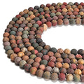 6mm Picasso Jasper Matte Round Natural Gematone Loose Beads for Jewelry Making DIY 1 Strand 15" - color: Matte Picasso Jasper, size: 6mm
