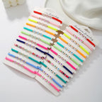 Friendship Bracelets Boho Stackable Bracelets for Women Surfer Heishi Clay Bead Bracelets Stretch Preppy Bracelets Colorful Boho Bracelets for Women - color: 12 pcs LOVE（night light)