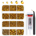 qiipii Gold Resin Flatback Rhinestones for Bedazzling Crafting Metallic Golden Flatback Jelly Stones 2mm 3mm 4mm 5mm 6mm Non-Hotfix Golden Gems for Nails Face Eyes Makeup Tumblers Bottles DIY Crafts - color: Bright Gold
