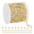 SMYHTGLIF 9.8 Feet White Flower Chain Bulk Stainless Steel Daisy Chain for Jewelry Making Gold Craft Jewelry Findings - color: White Gold
