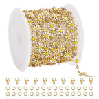 SMYHTGLIF 9.8 Feet White Flower Chain Bulk Stainless Steel Daisy Chain for Jewelry Making Gold Craft Jewelry Findings - color: White Gold