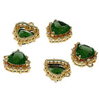 Crystal Zirconia Gold Plated Brass Charms for Jewelry Making Bracelet Necklace Earring Pendant Craft Supplies DIY Accessories - color: HeartA-Green-5Pcs