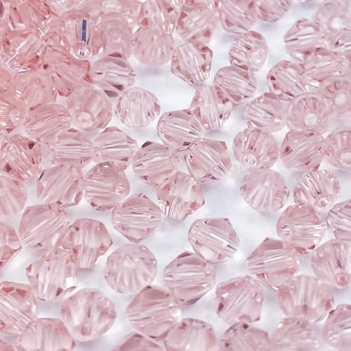200pcs Bicone Crystal Beads 6mm Crystal Glass Faceted Beads for Necklace Bracelet Earrings DIY Jewelry Crafts Making Supplies(Light Pink) - color: Light Pink, size: 6mm