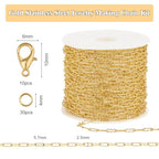GTVOODX 16.4 Feet Gold Plated Stainless Steel Krinkle Chains for Jewelry Making, Soldered Unfinished Craft Chain Bulk for Necklace Bracelet Jewelry Making - color: Gold Krinkle