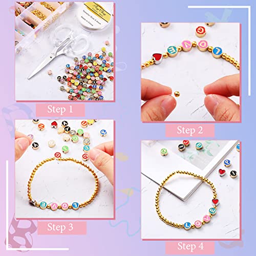 Sureio 114 Pcs Alloy Alphabet Letter Beads 8 mm Flat Round with Letter A-Z Plated Metal Initial Loose Spacer Beads for DIY Bracelet Necklace Earring Jewelry Craft Making(Bright Colors) - color: Bright Colors