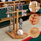 Large Two-Layer Baseball or Softball Drip Necklace Organizer Holder,Exquisite Wooden Championship Ring Display Holder,Baseball,Sports or Softball Ring Holder,Trophy Gift for Players & Coaches