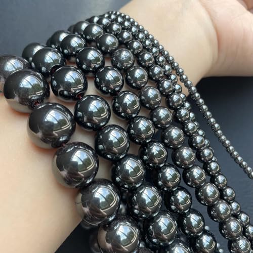 45pcs Black Hematite Beads，8mm Healing Power Natural Stone Round Loose Beads for Jewelry Making Earring Necklace DIY Crafts - color: Black Hematite, size: 8mm 45beads