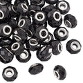 100pcs 14mm Large Hole Glass Beads Black European Beads Lampwork Loose Spacer Beads Murano Glass Beads for DIY Craft Snake Chains Bracelet Necklace Earring Making Hole: 5mm - color: Black
