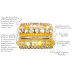 RIAH FASHION Multi Color Stretch Beaded Stackable Bracelets - Layering Bead Strand Statement Wrap Bangles - color: Mermaid Glass - Yellow, size: 7.0 Inches Length