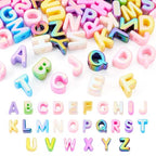 52Pcs Large Acrylic Letter Beads Chunky Alphabet Letter Bead Rainbow UV Plating Big Initial Spacer Beads for Keychains Wristbands Bracelets Necklace Jewelry Making - color: UV Plating, Letter A~Z
