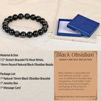 LPBeads Handmade Natural Gemstone Stretch Elastic Bracelet Healing Crystal Round Stone Beads Jewelry Gifts for Women Men - color: Black Obsidian, size: 10mm