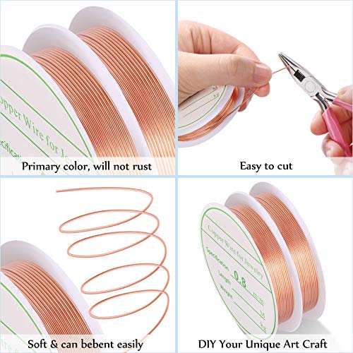 MIKIMIQI 2 Pack Jewelry Wire - 20 Gauge Tarnish Resistant Copper Beading Wire for Jewelry Making, 0.8mm X 3m Each (Rose Gold) - color: Rose Gold