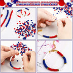 Batiyeer 3000 Pcs Red White and Blue Clay Beads Bracelet Making Kit 6 mm Patriotic 4th of July 250th Anniversary Spacer Beads Heishi Polymer Clay Bead for Necklace Earring Bracelet Making - color: Red, Blue, White