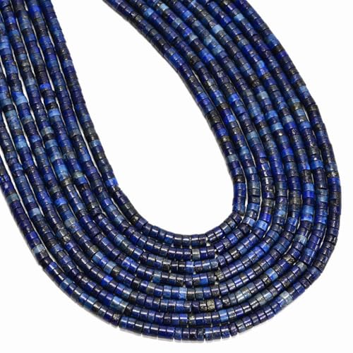 170 Pcs 2x4mm Blue Lapis Lazuli Bead Flat Heishi Disc Gemstone DIY Beads for Bracelets Jewelry Making Crafts - color: Blue Lapis Lazuli, size: 2x4mm