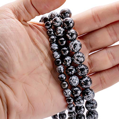 BEADIA Natural Snowflake Obsidian Stone Round Loose Semi Gemstone Beads for Jewelry Making 6MM 61PCS - color: Snowflake Obsidian, size: 6mm