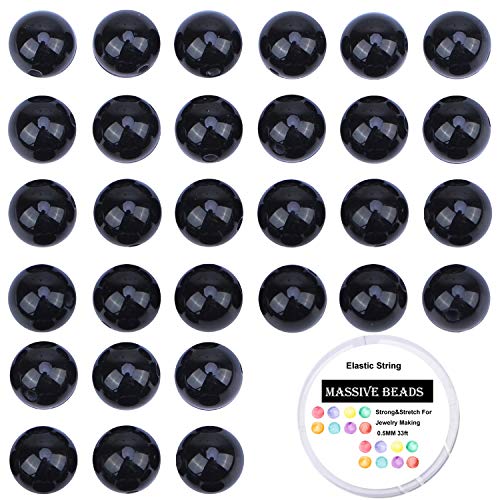 80Pcs Natural Crystal Beads Stone Gemstone Round Loose Energy Healing Beads with Free Crystal Stretch Cord for Jewelry Making (Black Onyx, 10mm) - color: Black Onyx, size: 10MM