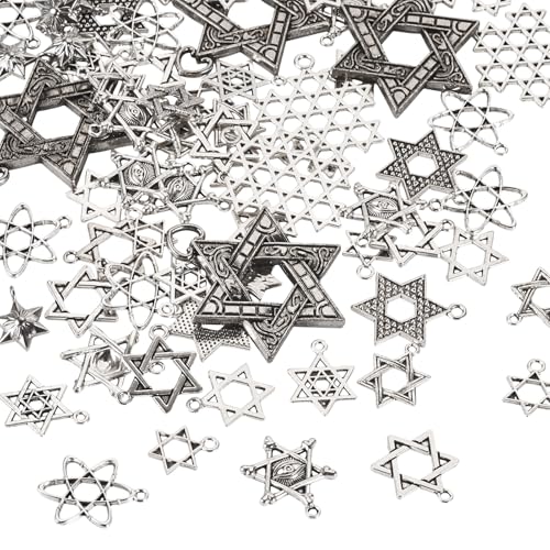 Craftdady Tibetan Style Antique Silver Alloy Pendants Cute Metal Dangle Charms Vintage Animal Pendants Hanging Charms for DIY Craft Earring Bracelet Necklace Jewelry Making Supplies - color: Antique Silver, Star
