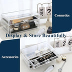 Sea Team Clear Makeup Organizer with Drawers, Acrylic Plastic Cosmetic Display Case, Jewelry Storage Box, Holder for Dresser, Bathroom, Vanity, Countertop (3 Middle Drawers) - size: 3 Middle Drawers