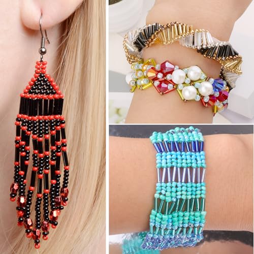 4000 Pcs Bright Orange Glass Bugle Beads, 2 x 7 mm Embroidery Beads, Small Long Tube Seed Beads for Embroidery Craft Jewelry Making - color: Bright Orange