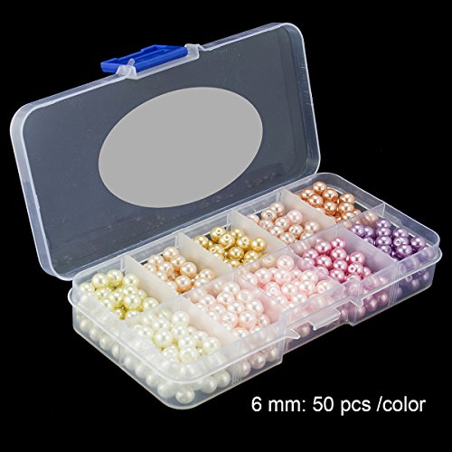 BEADNOVA Satin Pearls Beads for Crafts Tiny Loose Imitation Glass Pearls for Jewelry Making (6mm, 500pcs, Multi Color) - color: 6mm 500pcs Mix Lot M01