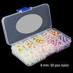 BEADNOVA Satin Pearls Beads for Crafts Tiny Loose Imitation Glass Pearls for Jewelry Making (6mm, 500pcs, Multi Color) - color: 6mm 500pcs Mix Lot M01