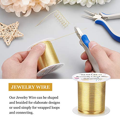 BENECREAT 20 Gauge 32 Yards Tarnish Resistant Gold Wire Jewelry Copper Wire Craft Beading Wire for Gem Wrapping Jewelry Craft Making, Halloween Model Making - color: Gold, size: 20 Gauge