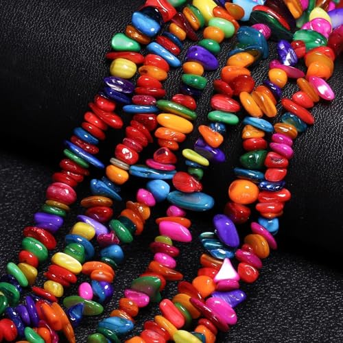 Chip Shells, 260pcs 5-8mm Irregular Beads with Holes, Deep Color Shell & Sapphire Chip Beads for Jewelry Making - color: Deep Multicolor