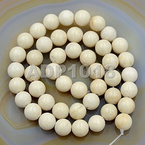 AD Beads Natural Gemstones 8mm Round Loose Beads 15'' ~ 16'' Pick Stone (Smooth Fossil) - color: Smooth Fossil