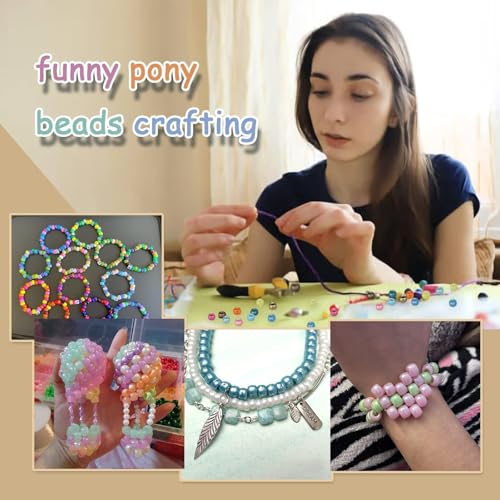 Greentime Pony Beads, 2800 PCS 9mm Bright Pearl Craft Beads for Bracelet Making Large Hole Bead Hair Bead for Friendship DIY Crafts - color: Rainbow 24 colors pearl style
