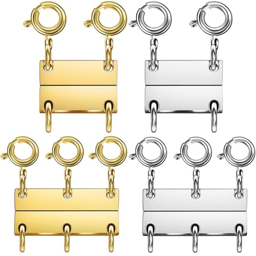 Layering Magnetic Necklace Clasps, Stainless Steel Chain Link Clasps, Multiple Necklace Clasp for Layered Look (4pcs B) - color: 4pcs B