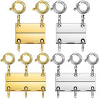 Layering Magnetic Necklace Clasps, Stainless Steel Chain Link Clasps, Multiple Necklace Clasp for Layered Look (4pcs B) - color: 4pcs B