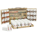Ikee Design Wooden Earring Display with 100pcs Earring cards, Jewelry Display Case, Earring Holder Organizer, Bracelet Display, Oak, All open 31.5W x 14D x 12.5H in, Close 15.7 W x11.3Dx 3.5H in