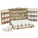 Ikee Design Wooden Earring Display with 100pcs Earring cards, Jewelry Display Case, Earring Holder Organizer, Bracelet Display, Oak, All open 31.5W x 14D x 12.5H in, Close 15.7 W x11.3Dx 3.5H in