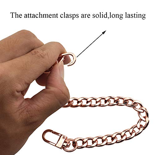 HAHIYO Rose Gold Purse Chain Strap 15.7 inches - Comfortable Flat 0.4' Wide, 2.4mm Thick Metal Strap for Shoulder, Cross Body, Sling, Handbag, Clutch - 1 Pack - size: Rose Gold 15.7 inches