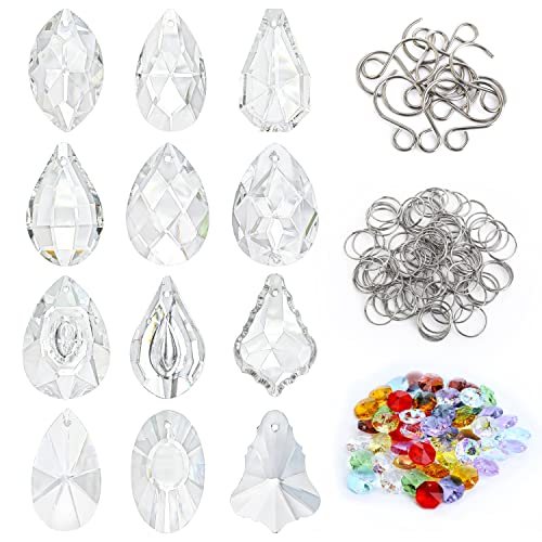 kanpura DIY Suncatchers 164pcs Sun Catchers Making Kit for Adults Clear Hanging Prism Sun Catcher with Crystals Rainbow Maker for Window Wedding Garden Christmas Decor - color: 12 Pcs,clear