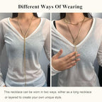Gold Silver Necklace for Women Y Chain Adjustable Gold Long Necklaces Fashion Dainty Jewelry - color: gold C