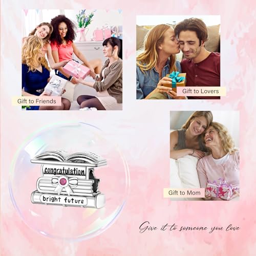 Love Family Friendship Graduation Mothers Nurses Day S925 Bead Pendant Charms for Pandora Bracelets Necklaces, Gifts Women, for Anniversary Birthday Valentines Day Christmas, Silver Gold - style: Grad-Graduation Congratulation Charm