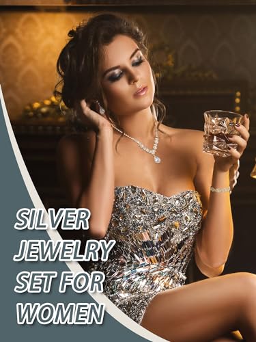 Henoyso 5 Pcs Rhinestone Jewelry Sets Prom Purse Jewelry Rhinestone Clutch Purse Bride Necklace Earrings Bracelets for Women - color: Gold