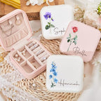 Ajiangwu Mothers Day Gifts for Mom,Personalized Travel Jewelry Case with Custom Name,Small Jewelry Organizer for Rings, Necklaces, Bracelets, Earring,Bridesmaid Proposal Gifts Ideas - color: Design 2
