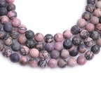 8mm Natural Stone Black Rhodonite Frosted Matte Unpolished Round Beads for Jewelry Making Strand 15 inch - color: Black Rhodonite, size: 8mm